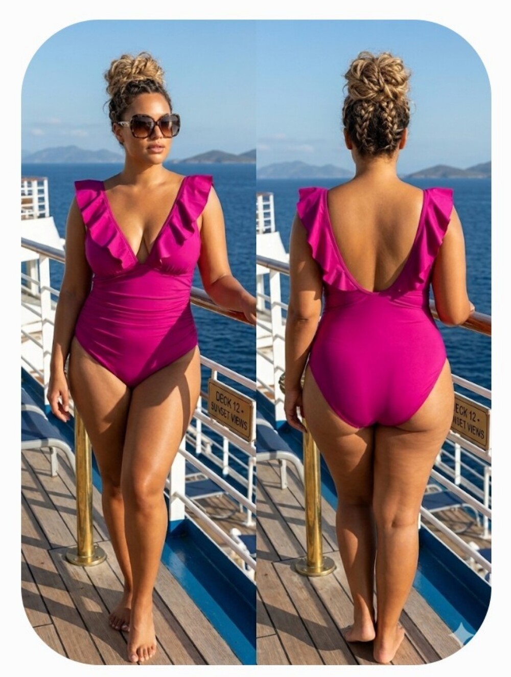 Slimming J. Crew 22 OnePiece Swimsuit  Fuchsia Ruffle Cruisewear Resort New